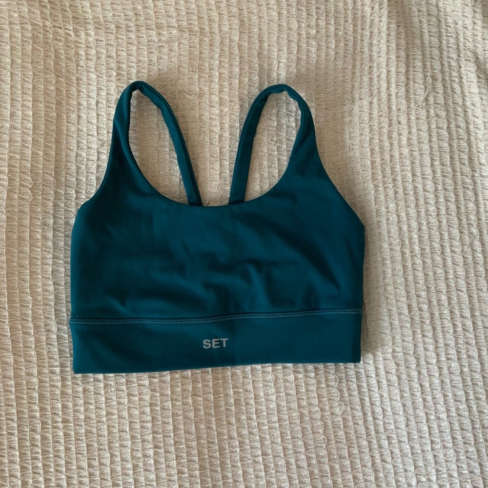 SET ACTIVE Luxform Blue Sports Bra Crop Tank Top Size Small Workout Yoga Shirt - Picture 5 of 6